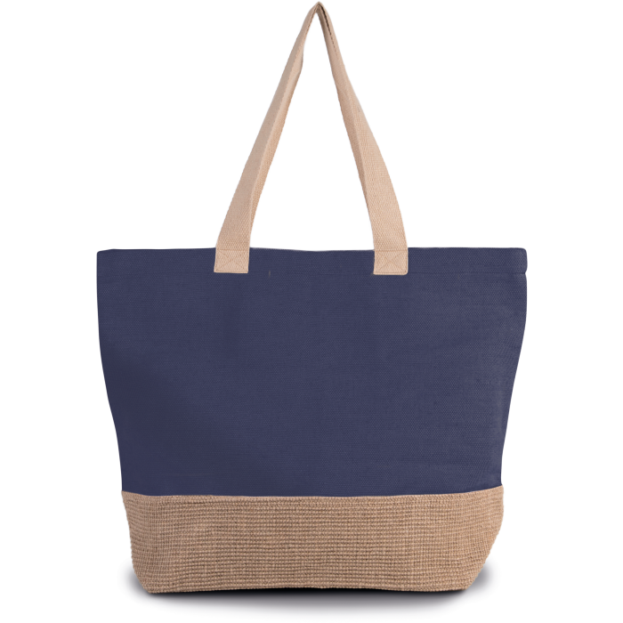 Kimood KI0258 Rustieke shopper/reistas Patriot Blue / Natural One Size