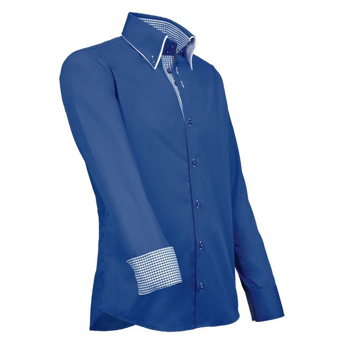 SALE! Giovanni Capraro 909-36 Gc Black Shirt 55/45% Cot/Pol - Koningsblauw - L