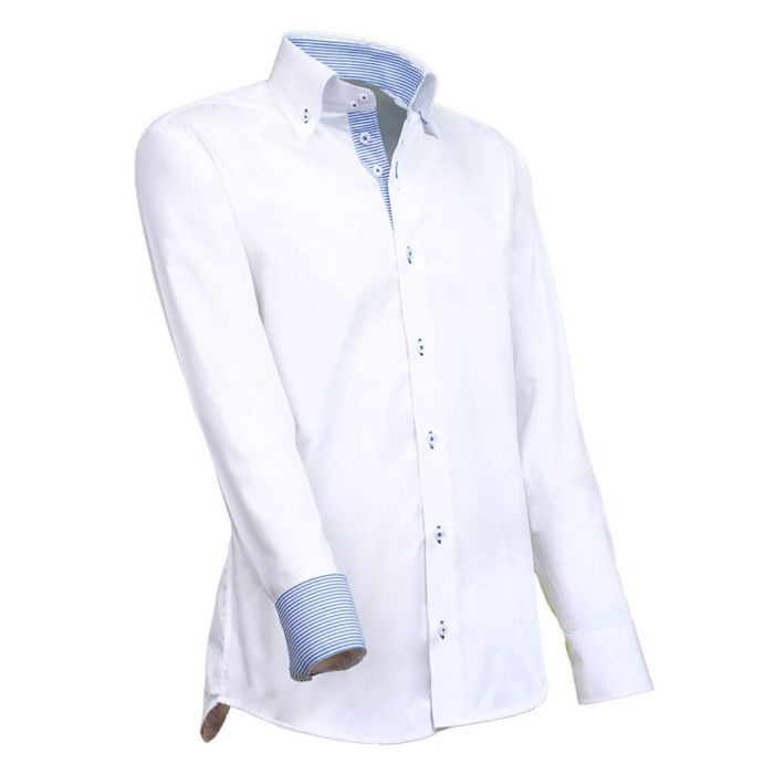 SALE! Giovanni Capraro 901-10 Heren Shirt 55/45% Katoen/Polyester - Wit - Maat L